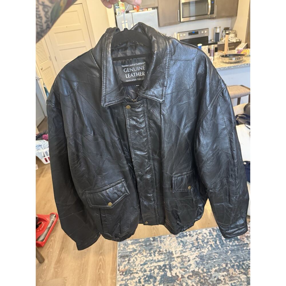 Genuine Leather Black Bomber Jacket
